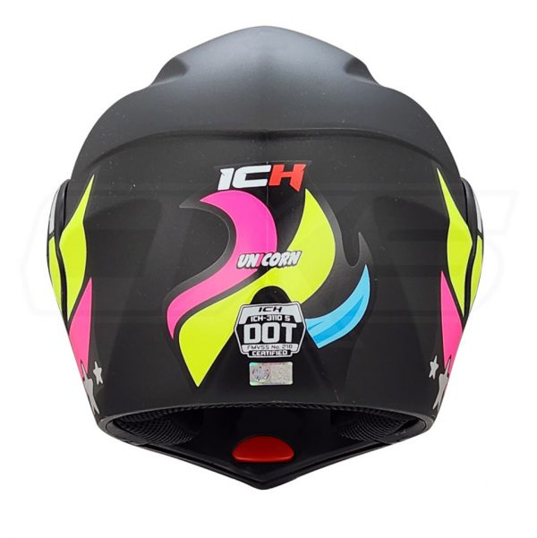 Casco moto ich 3110 junior abatible unicorn fc.n con sun visor certificación dot - Imagen 3