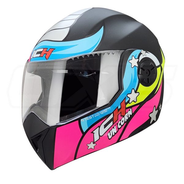 Casco moto ich 3110 junior abatible unicorn fc.n con sun visor certificación dot - Imagen 4