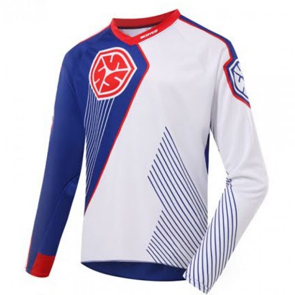 Polera jersey para motocross y enduro scoyco t205 blanco rojo