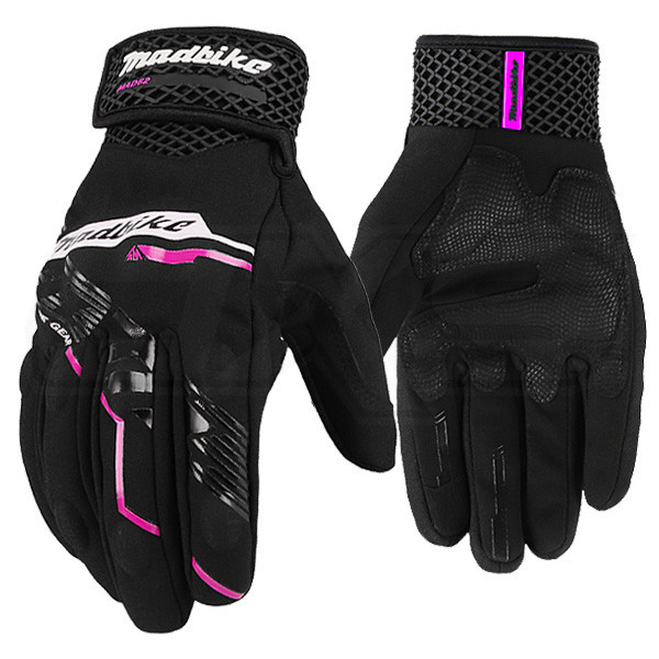 Guantes para moto madbike mad62 negro rosa mujer con protecciones touch