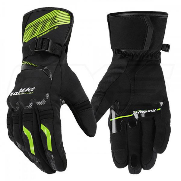 Guantes para moto largos madbike mad65 fluor con protecciones touch invierno