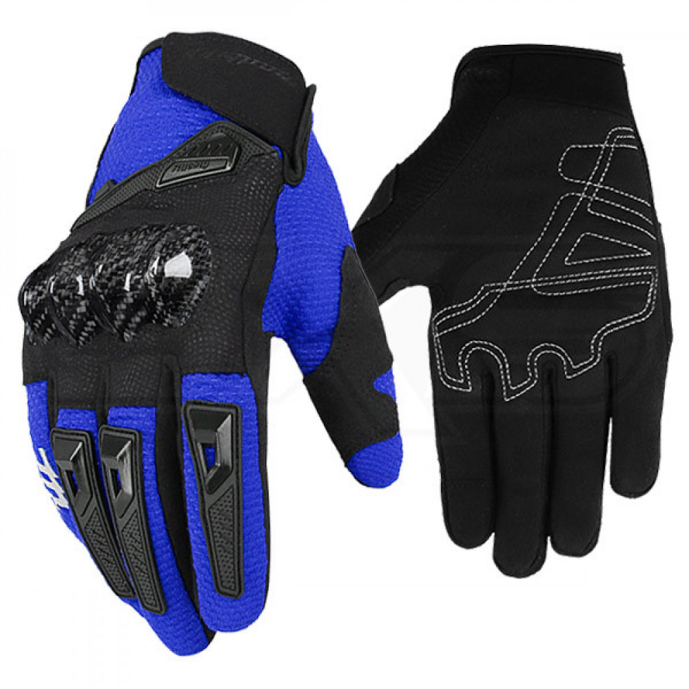 Guantes para moto madbike mad66 azul con protecciones touch
