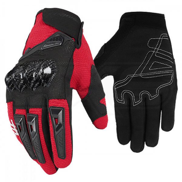 Guantes para moto madbike mad66 rojo con protecciones touch