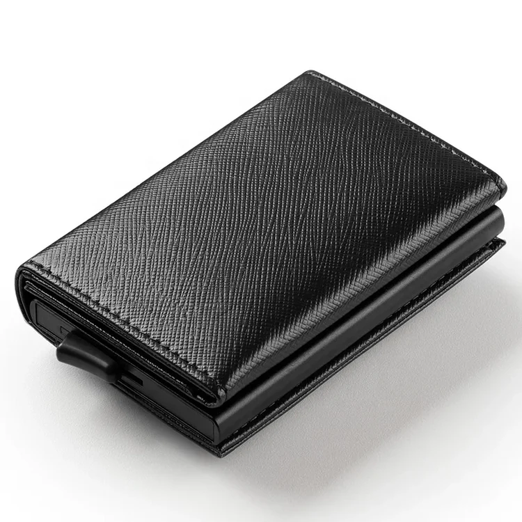 BILLETERA DE CUERO CON DESLIZADOR DE TARJETAS POP UP - LEVURETT LV203 NEGRO - Imagen 2
