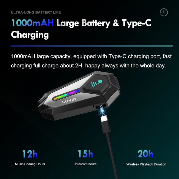 Manos libres para casco moto luvin galaxy8 intercomunicador ¡Nuevo Embarque! - Imagen 2