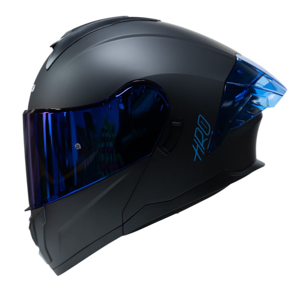 Casco moto hro 3480dv solid ng az mate abatible con sun visor dot - Imagen 3